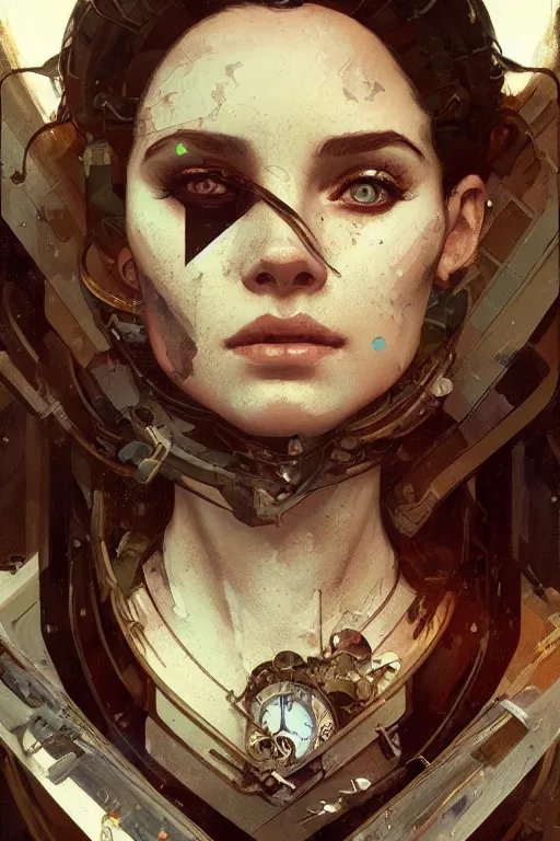 Image similar to A full portrait of a beautiful post apocalyptic offworld watchmaker, intricate, elegant, highly detailed, digital painting, artstation, concept art, smooth, sharp focus, illustration, art by Krenz Cushart and Artem Demura and alphonse mucha
