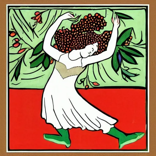 Image similar to “a berry girl dancing, by Beardsley”