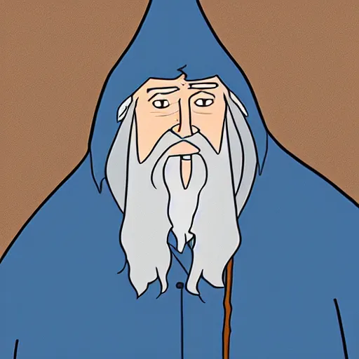 Image similar to gandalf in an adult swim cartoon