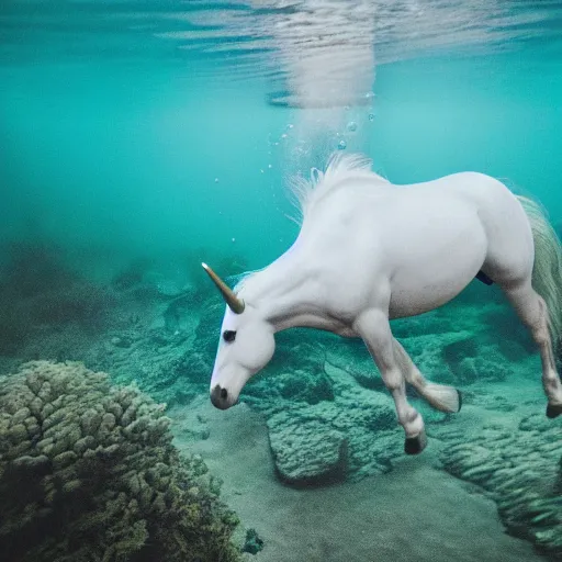 Image similar to an underwater unicorn