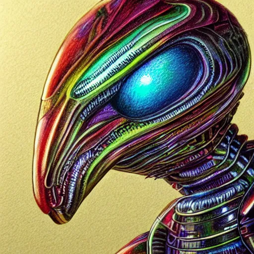 Prompt: Colored pencil art on paper, Alien Rabbitt, highly detailed, artstation, MasterPiece, Award-Winning, Caran d'Ache Luminance