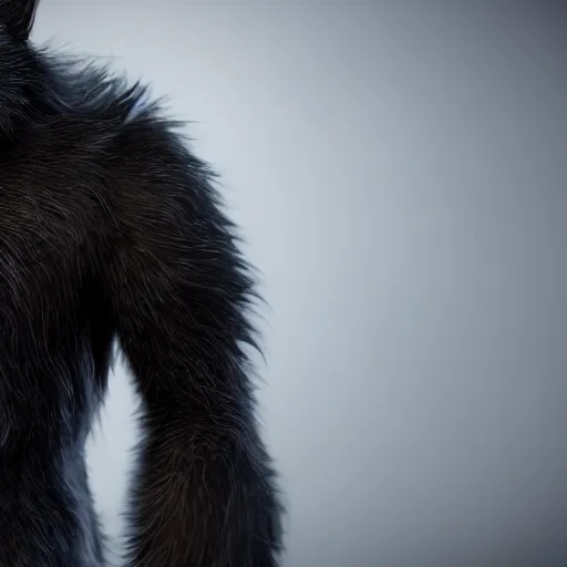 Prompt: man transforming into a werewolf with black realistic fur, ultra detail, unreal engine, 8 k
