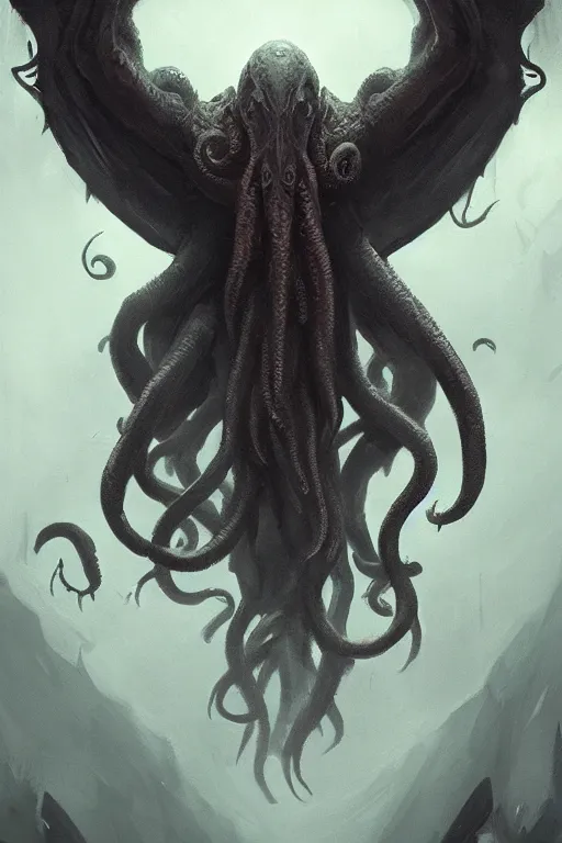 Image similar to cthulhu, wings, digital art, in the style of greg rutkowski, trending on artstation