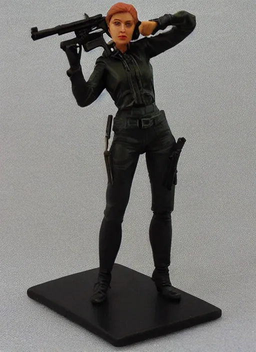 Prompt: Image on the store website, eBay, Wonderfully precise 80mm Resin figure of a woman with gun.