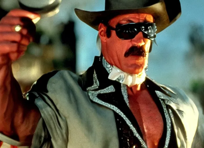 Image similar to film still of Hulk Hogan as Doc Holiday in Tombstone 1993, 4k