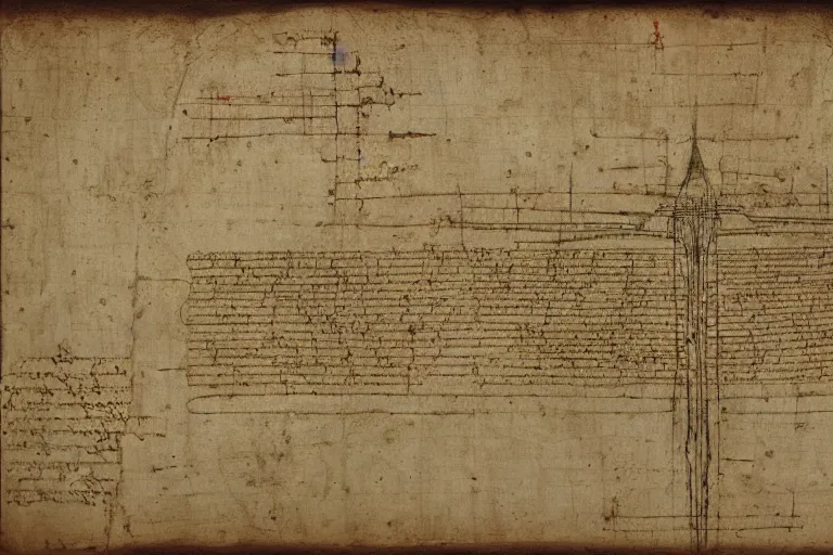 Prompt: ancient technical schematics on parchment by leonardo da vinci of a 9 1 1