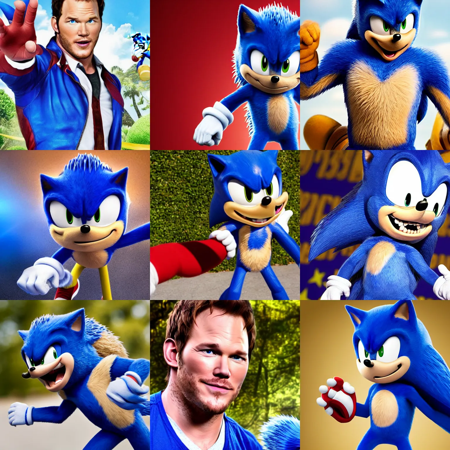 Prompt: Chris Pratt as Sonic the Hedgehog, photograph
