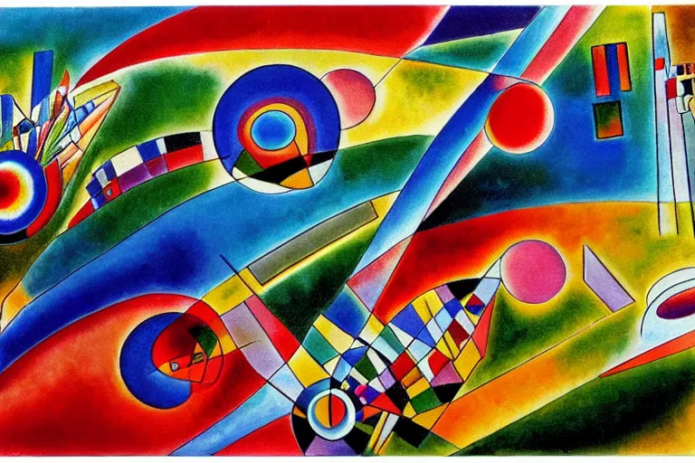 Image similar to rush hour, in style of Kandinsky,