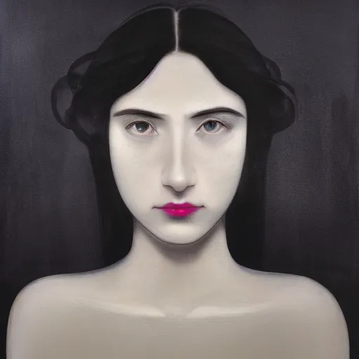 Prompt: portrait of a beautiful young lady with silver eyes, by Mackintosh, rule of thirds, fair complexity, 4k quality