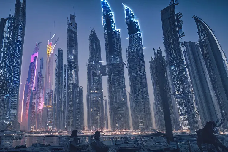 Image similar to cyberpunk style Dubai