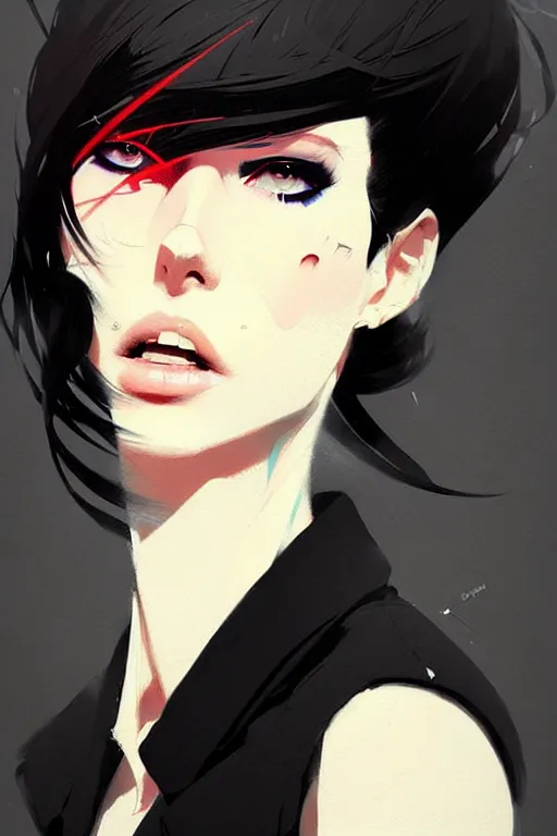 Image similar to a ultradetailed beautiful panting of a stylish woman in a black blazer, by conrad roset, greg rutkowski and makoto shinkai, trending on artstation