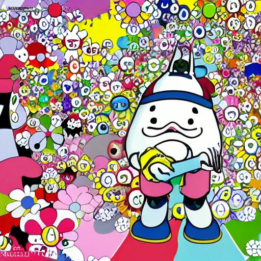 Image similar to moomin cartoon, Finnish cartoon, anime, anime key art, takashi murakami