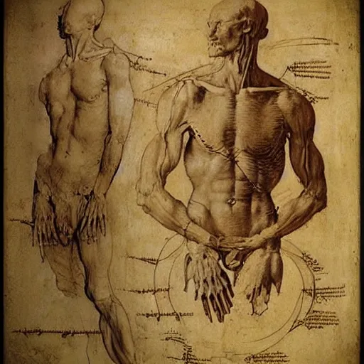 Image similar to Leonardo da Vinci anatomy study,masterpiece