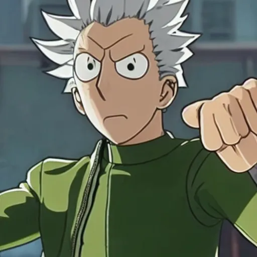 Image similar to Rick Sanchez in one punch man 4K detailed super realistic