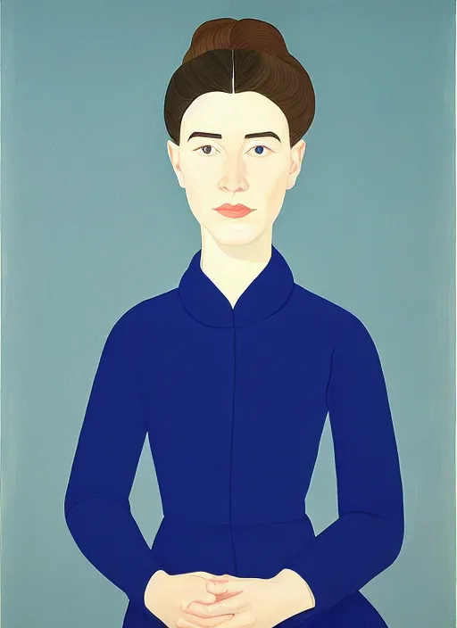 Prompt: a portrait of a pretty young lady by alex katz