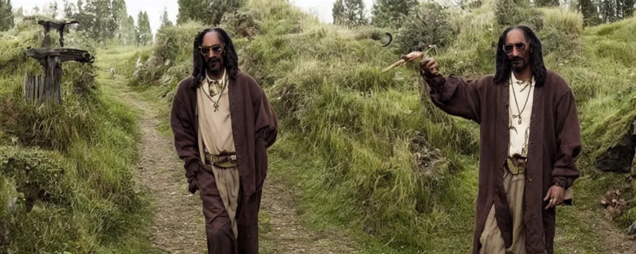 Image similar to snoop dogg as hobbit in the shire