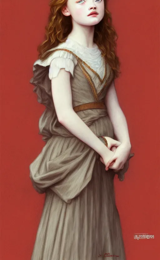 Prompt: mackenzie foy, sadie sink, millie bobby brown, traditional corsican, intricate, highly detailed, artstation, illustration, jurgens, rutkowski, bouguereau