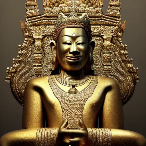 Image similar to sculpture of king ramkhamhaeng, king of sukothai, made by michelangelo, art station, concept art