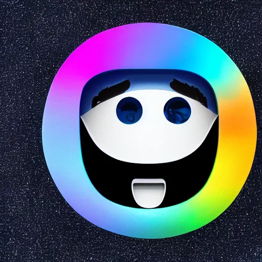 Prompt: mind blown emoji, 3 d render, 4 k, glossy sphere, psychodelic colors, black background