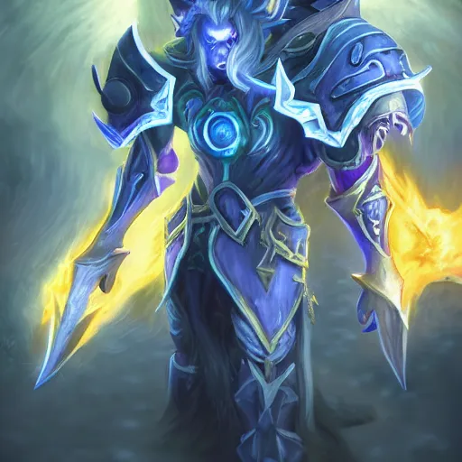 Image similar to world of warcraft lightforged paladin, artstation hall of fame gallery, editors choice, #1 digital painting of all time, most beautiful image ever created, emotionally evocative, greatest art ever made, lifetime achievement magnum opus masterpiece, the most amazing breathtaking image with the deepest message ever painted, a thing of beauty beyond imagination or words