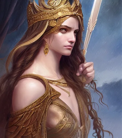 Prompt: aphrodite goddess wearing an arrow on her head, high resolution, uhd, digital illustration, in the style of greg rutkowski, fantasy, amazing detail, epic, intricate, elegant, hyper realistic, hyperdetailed, style of laura sava, smooth, sharp focus