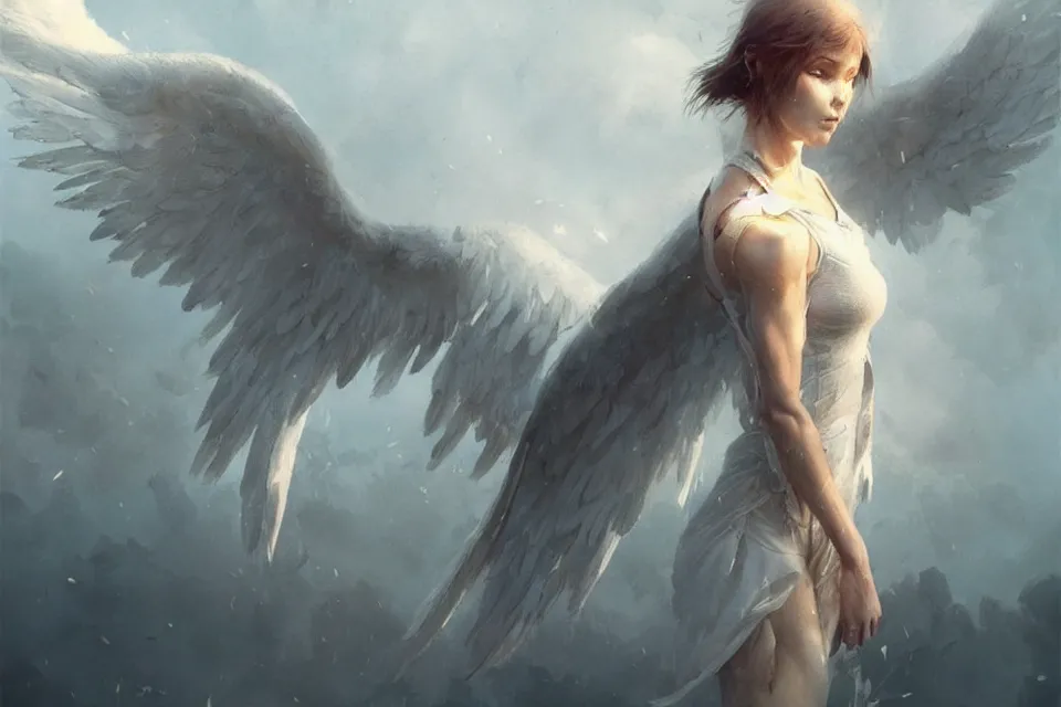 Image similar to an angel beats its wings,digital art,ultra realistic,ultra detailed,art by greg rutkowski