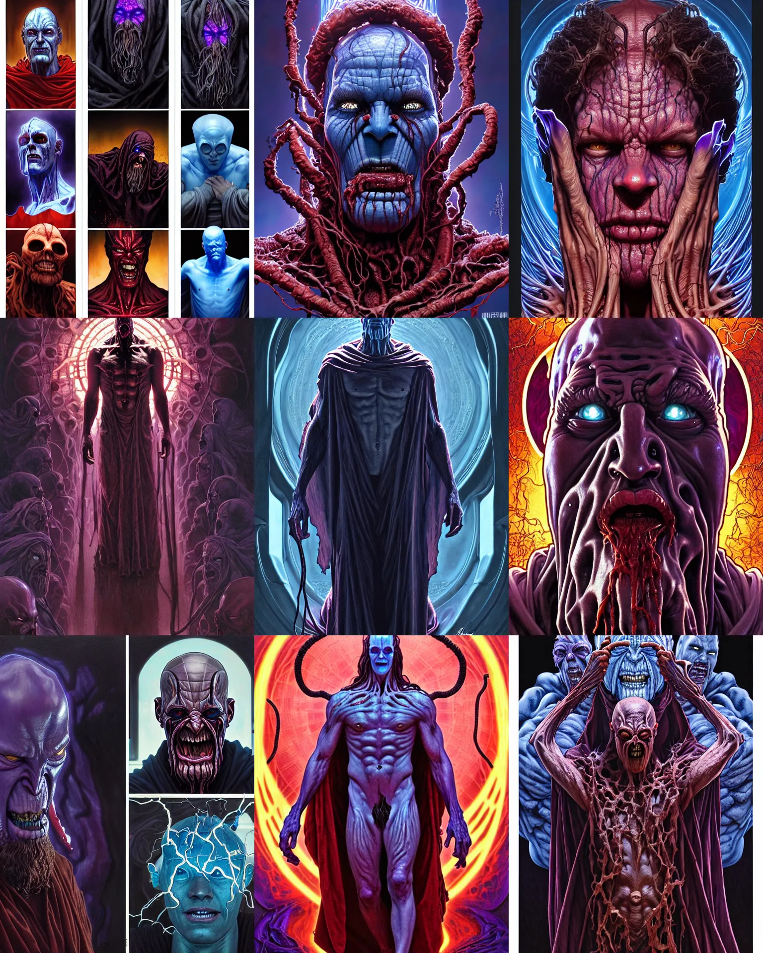 Prompt: the platonic ideal of moses of cletus kasady ultimate carnage thanos dementor doctor manhattan chtulu nazgul, detailed, intricate, hyperrealism, intense, scary, decay, dmt, art by brock hofer and artgerm and greg rutkowski and alphonse mucha