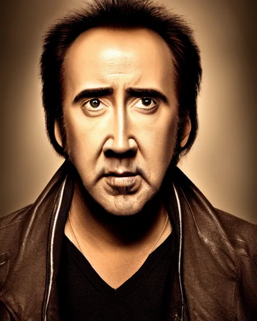 Image similar to nicolas cage headshot headshot even lighting