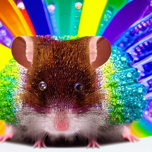 Image similar to rainbow hamster made out of large gems and crystals, 8 k hd