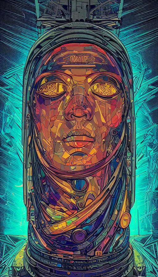 Image similar to Tha oracle, futurism, da vinci, Dan Mumford, Josan Gonzalez