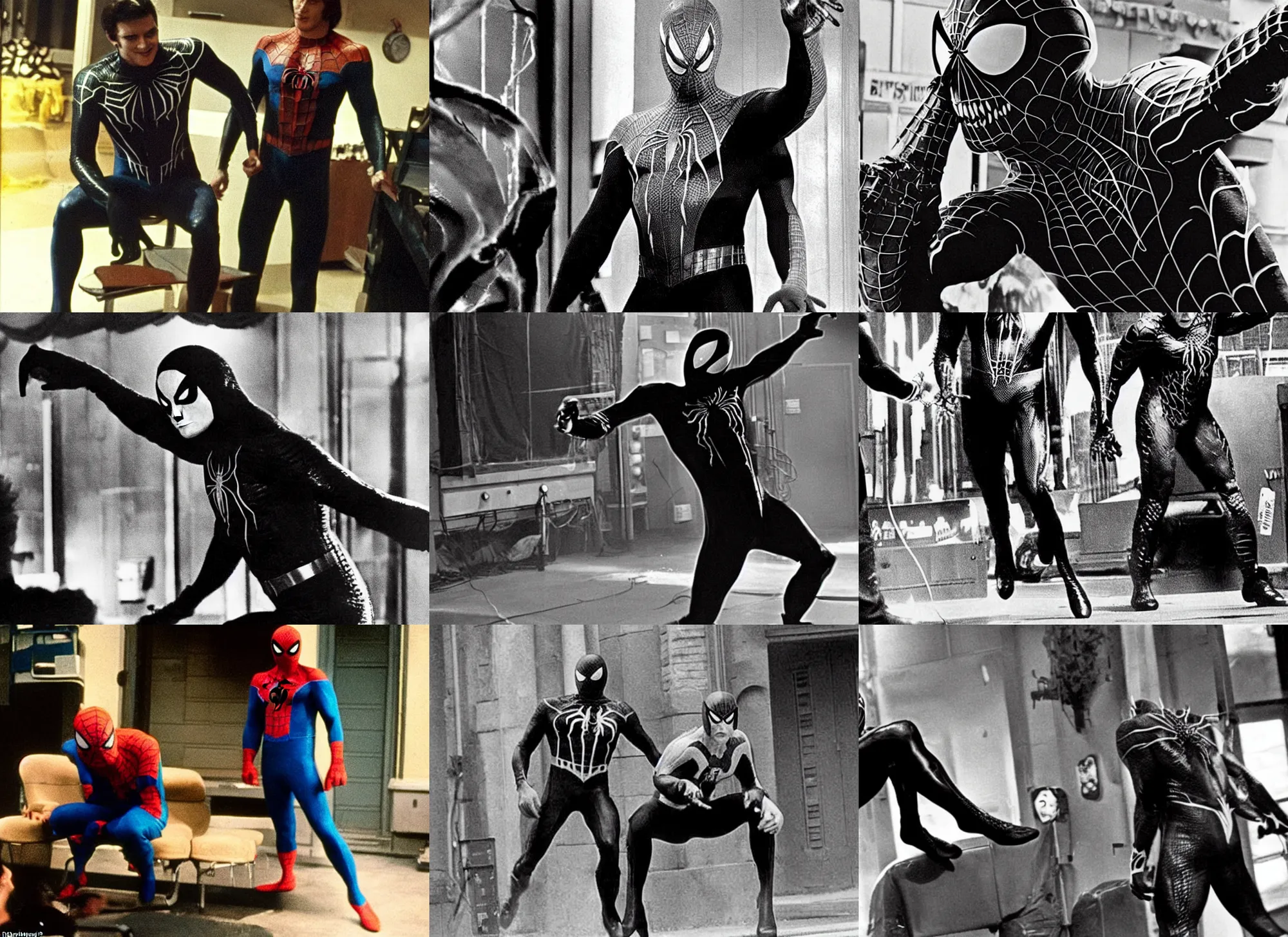 Prompt: venom in the 1 9 7 0's spider - man live - action series, 7 0's set photo, costume photo