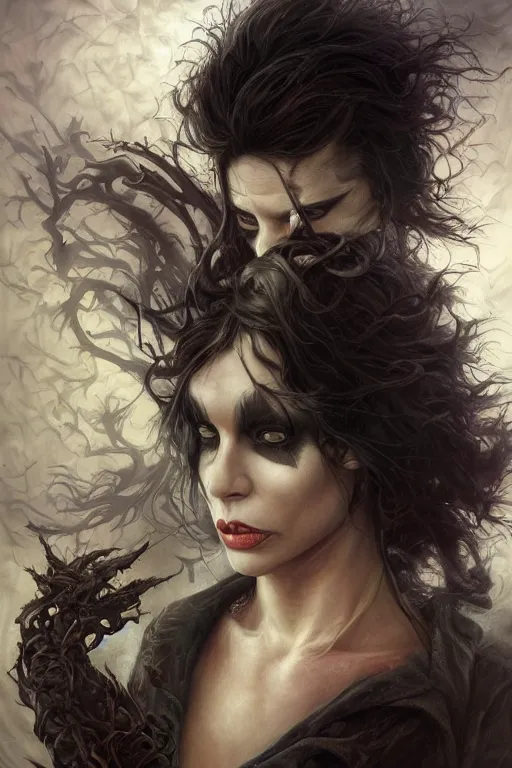 Prompt: closeup portrait shot of death of the endless, the sandman, thick fancy makeup, highly detailed, digital painting, artstation, concept art, soft focus, depth of field, artgerm, tomasz alen kopera, peter mohrbacher, donato giancola, joseph christian leyendecker, wlop, boris vallejo