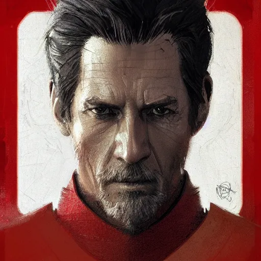 Image similar to portrait of a man by greg rutkowski, royalti jedi knigh, short black hair, star wars expanded universe, he is about 5 0 years old, elegant, prideful, wearing red jedi armor, highly detailed portrait, digital painting, artstation, concept art, smooth, sharp foccus ilustration, artstation hq