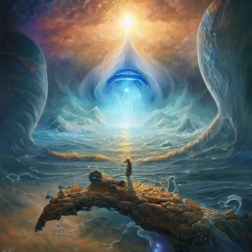 Image similar to a mind forever voyaging, fantasy, sea, cosmos, eternity, tony sart