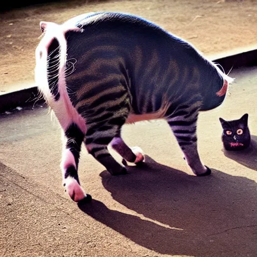 Image similar to a feline pig - cat - hybrid, animal photography