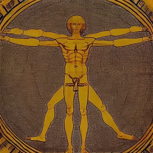 Image similar to Vitruvian Man Drawing by Leonardo da Vinci as hieroglyph in egypt