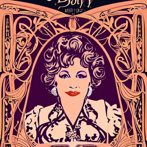 Image similar to art nouveau, Dolly Parton, graphic design