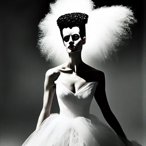 Image similar to bride of frankenstein, steven meisel photography