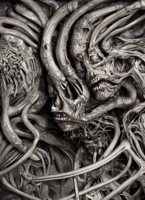 Prompt: dreamscape, giger, anatomical, highly detailed sculpture, intricate detailed, ommatidia, 8 k, cinematic atmosphere, post - processing