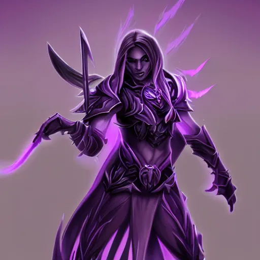 Image similar to violet void warrior, fantasy game art, fantasy rpg, league of legends style artwork