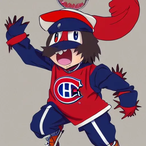 Image similar to anime Portrait of Youppi the Habs Montreal Canadiens Mascot as a very cute powerful and friendly pokemon, highly detailed anime, smooth, sharp focus, dynamic lighting, intricate, trending on ArtStation, illustration pokemon, art by WLOP