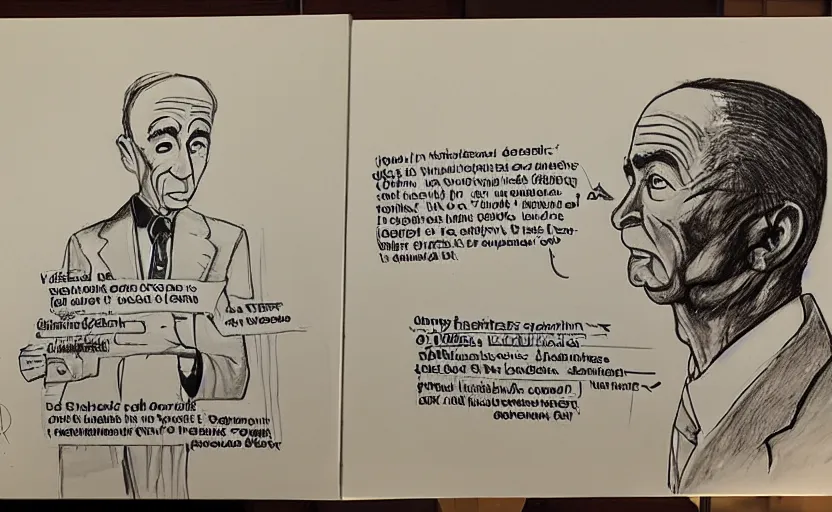 Prompt: a striking portrait of oppenheimer giving a ted talk, hyperrealistic drawing by philip weber