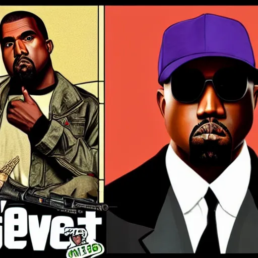 Image similar to kanye west in in gta v, cover art by stephen bliss, boxart, loading screen