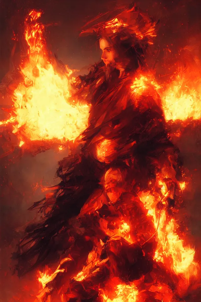 Image similar to The pyromancer by ruan jia