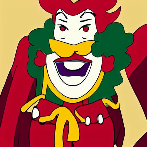 Image similar to ronald mcdonald anime character