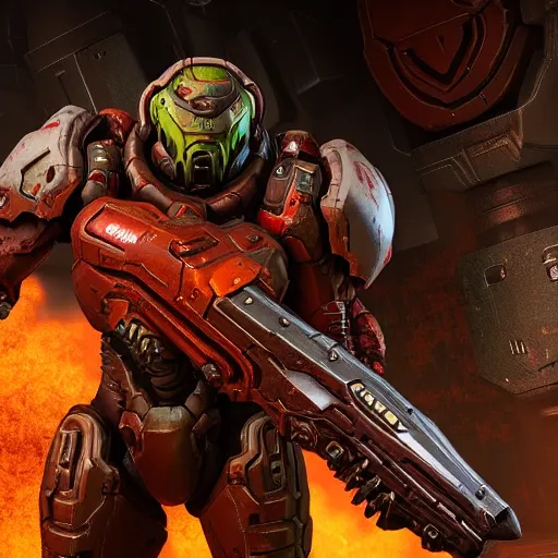 Image similar to doom slayer from doom eternal, photography