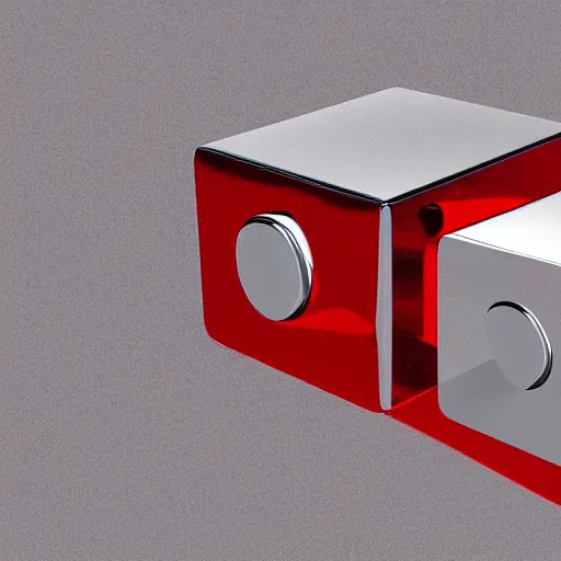 Prompt: chrome spheres on a red cube, fresnel