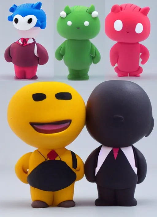 Prompt: money cartoon character with suit, 3 d clay figure, kawaii