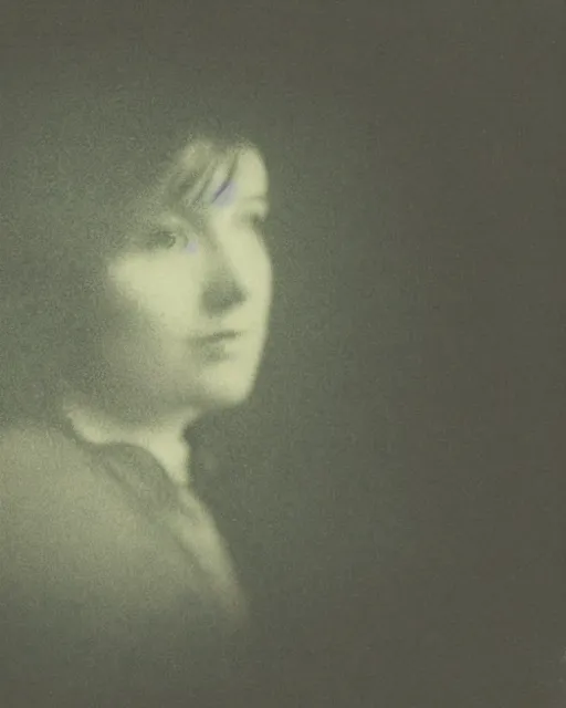 Prompt: double-exposure ghost effect close up of a person in victorian dress, style of pinhole photography,