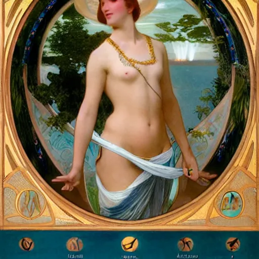 Image similar to Close up of the girl's chalice, refracted sparkles, thunderstorm, greek pool, beach and Tropical vegetation on the background major arcana sky, by paul delaroche, alphonse mucha and arnold böcklin, hyperrealistic 8k, award-winning, very very very detailed